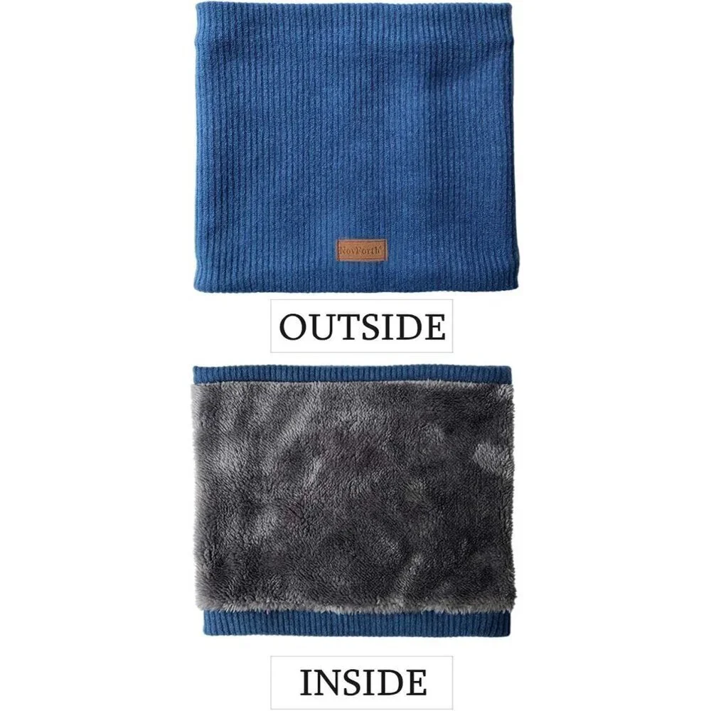 Men's Blue Winter Ski Neck Gaiter Face Scarf Fleece Lined Windproof Scarves